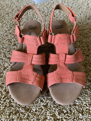 Clarks Collection Soft Cushion Coral/orange Leather Cork