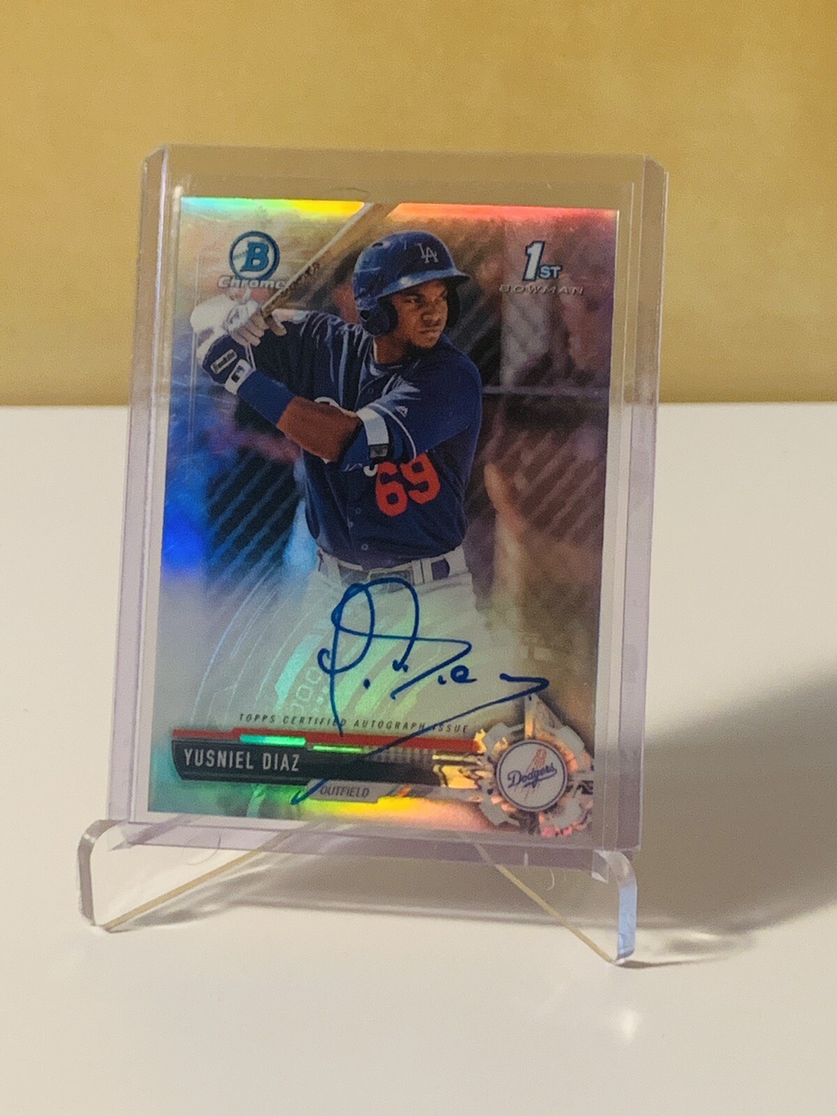 2017 Bowman Chrome Yusniel Diaz Refractor Auto /499 Dodgers Orioles 1st Bowman