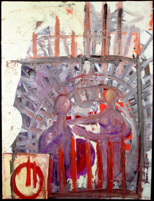 Outsider Art/Art brut ''Mein Lebensweg'' Ölgemälde/Collage hellsichtige Künstlerin