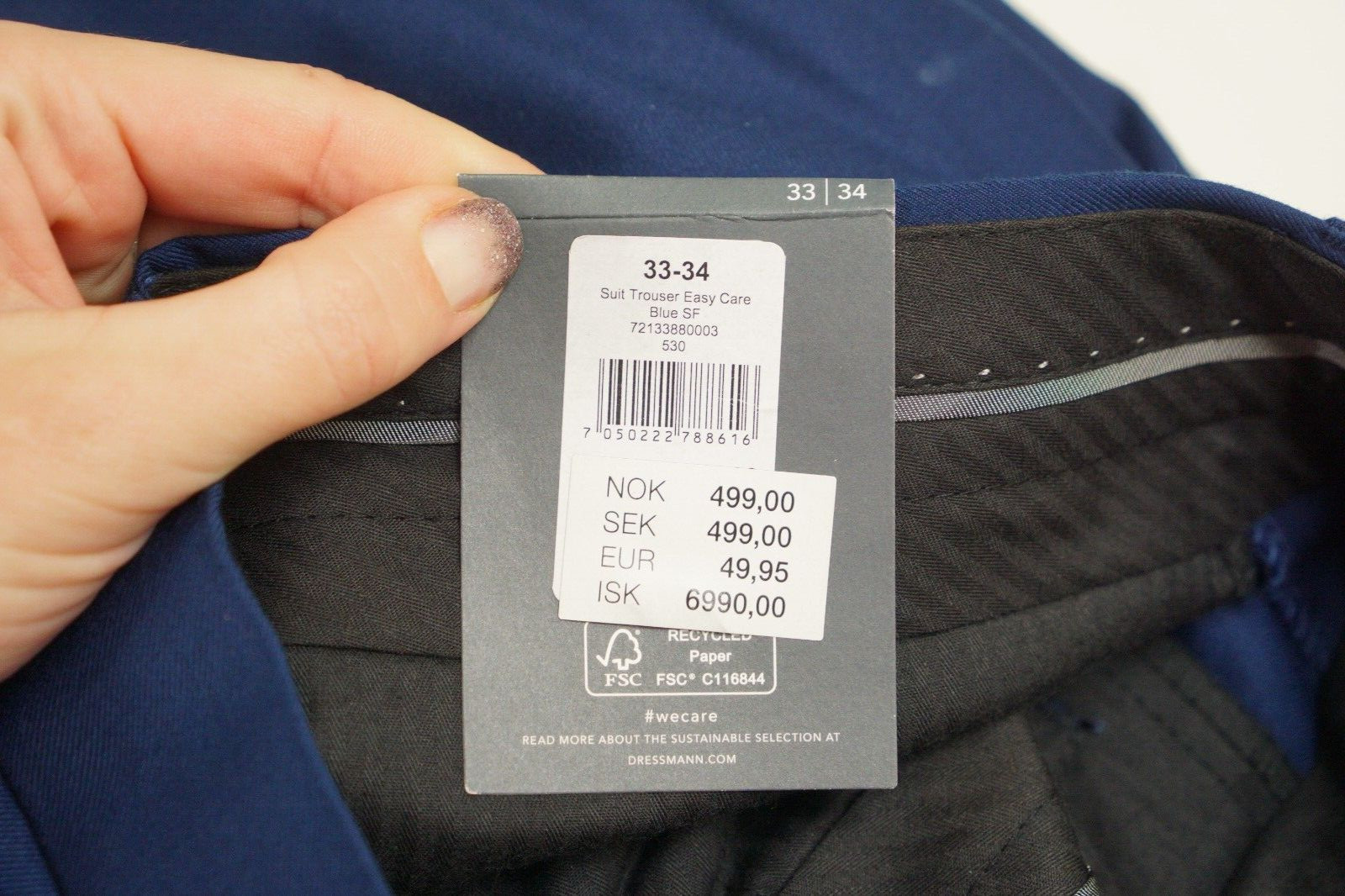 Men Dressmann Dress Pants Blue Formal Slim Fit Size W33 L34 JJF649 image 8