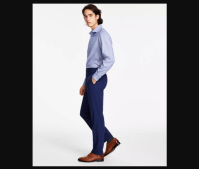 Calvin Klein NEW NWT Mens Slim Fit Glen Plaid Blue Suit Dress Pants 40x30 |  eBay