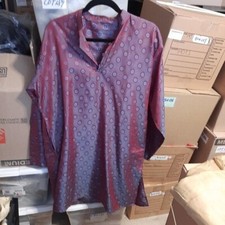 NEW Men Men Long Kurta Wine Silk Blend Embroiled Floral Size XL