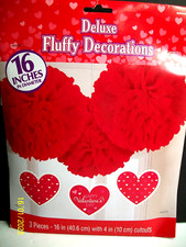 Happy Valentine's Day 3 Piece 16" Deluxe Fluffy Heart Decorations