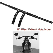 Black 8'' Rise T-Bars Handlebar Drag Bar Fat For Harley Dyan Chopper FLST FXST