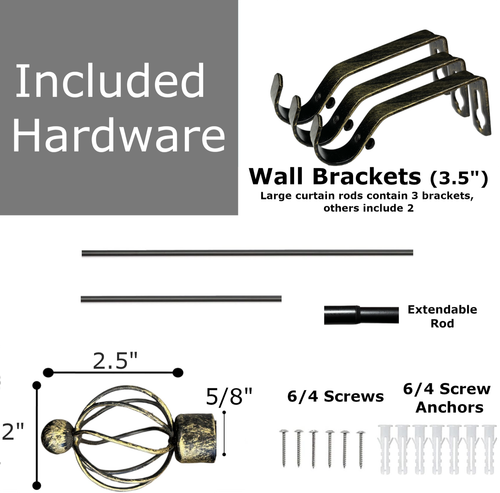 Pack of 2 Adjustable Window Curtain Rods - Sizes For all windows! Mixer Design - Picture 2 of 3