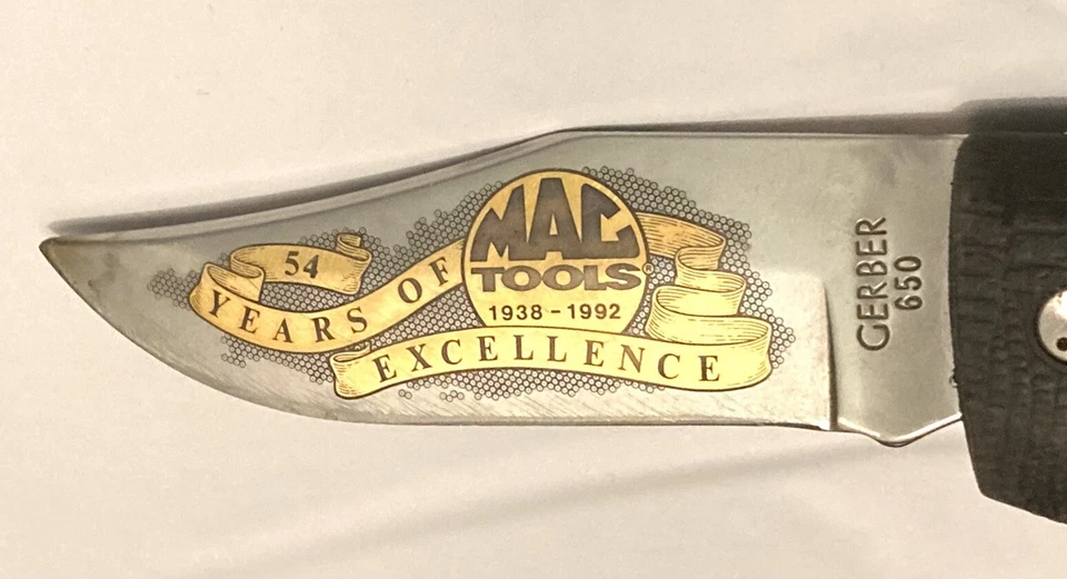 "Cuchillos Gerber 650 Mac Tools edición limitada 2803/3500 usados en excelente estado 5"" cerrados" Foto 3 de 4