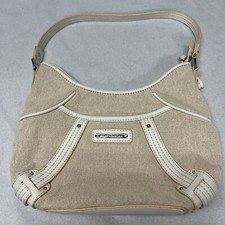Stone Mountain Cream/Beige Canvas/Leather Purse, 8.5 By 11 Top Handle