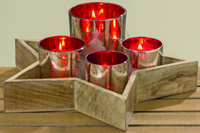 Windlichtset Stario 5-teilig Weihnachten Adventsset Geschenkidee Teelichthalter