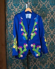 Men 2Pc Custom Made Embroidered Western Wedding cocoktail Prom outfits