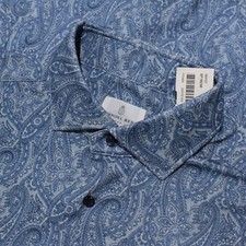 Emanuel Berg NWOT Casual Button Down Shirt Size 40 15.75 M in Blue Paisley Print