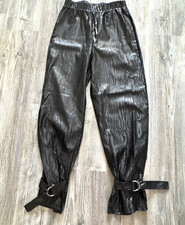 Damen Hose Lederimitat mit Zebra Design Schwarz Jogger Style Gr M  38 NEU