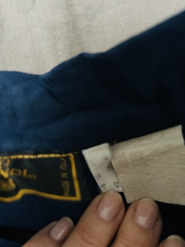 Fendi Pleated 100% Silk Skirt Midnight Navy Blue Medium US 10 Cut Out Vintage - Picture 6 of 8