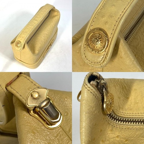 Gianni Versace Vanity Bag Handbag Leather Yellow Gold Used Excellent Auth Japan - Picture 3 of 10