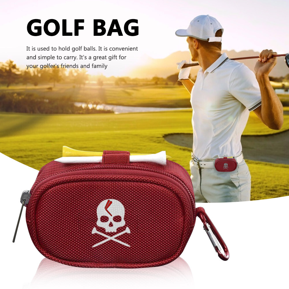 Polyester Golf Ball Bag Durable Small Waist Bag Sporting Supplies (Red