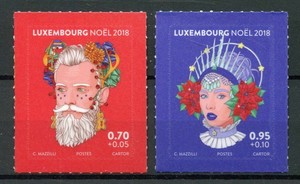 Luxembourg-2018-Christmas-Unique-Unusual-Transparent-stamp-set-2v-MNH
