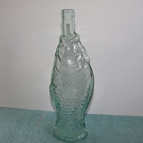 Vintage Fisch geformte strukturierte Glasflasche Vase Dekanter 13" - Bild 3 von 6