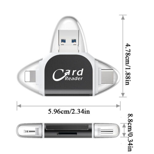 Multi-Port 4 in1 Universal SD TF Card Reader,USB C SD TF Memory Card Reader LR - Photo 3/14