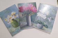 3 x A6 Floral Designs Cards/Notelets + White Envelopes Blank For Own Message