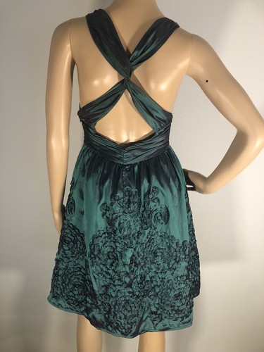 Adrianna Papell Dress 4P Petite Teal Sheath Knee Length Sleeveless - Picture 4 of 11