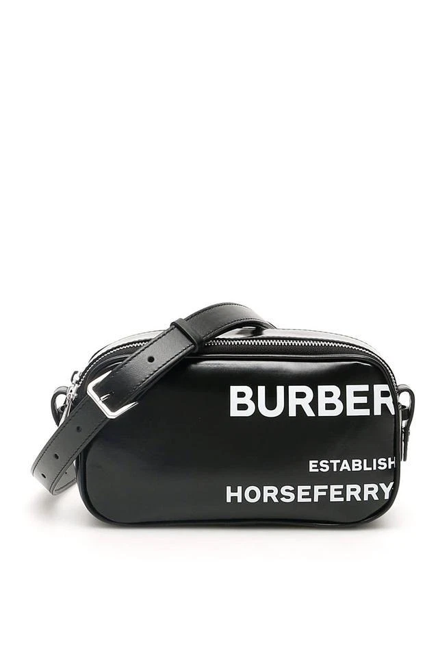 Burberry Logo Print Small Canvas & Leather Shoulder Bag in Black