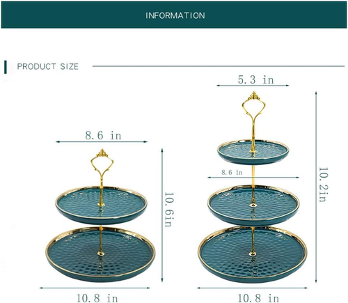 2 Set of round Porcelain Tiered Cupcake Stand, Dessert Plates Stand, Mini Cakes - Picture 5 of 6