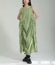 Women's Sleeveless Summer Sundress Irregular Swing Long Solid Design Dress