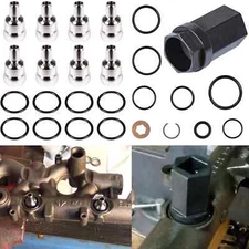 Oil Rail Ball Tube O-Ring+Nipple Cup Socket+Injector Seal Kit for 03-07 Ford 6.0
