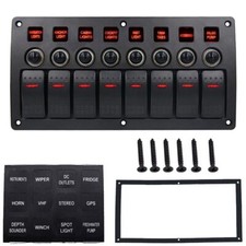 8 Gang Switch Control Panel Rocker Circuit Breaker Toggle For Car Boat Truck