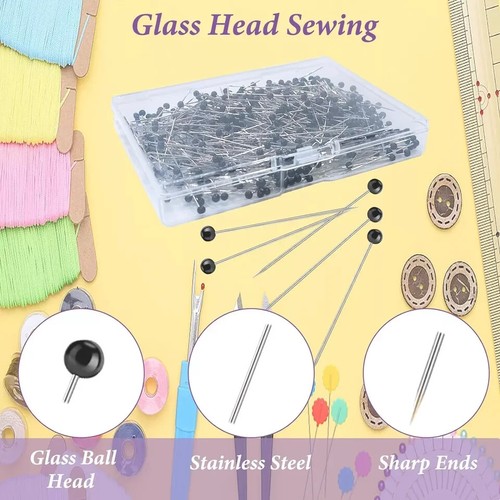 Sewing Pins, 500 Pcs Straight Pins Ball Glass Head Pins with 1.5 Inch,Quilting S - Picture 5 of 6