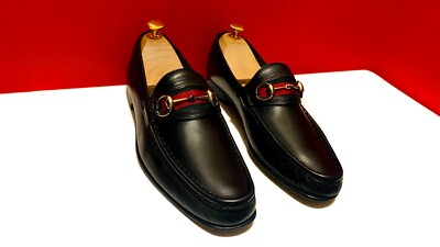 $989.00!! GUCCI MEN TOM FORD ERA BLACK LEATHER SHOES LOAFERS