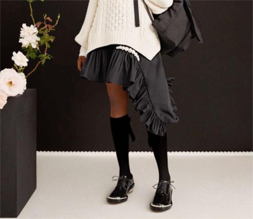Simone Rocha X H&M SZ 36 / US 4 / AU 8 Asymmetrical Ruffle Hem Mini skirt black - Foto 12 di 17