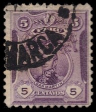PERU 180 - Cultural Heritage "Jose de San Martin" 1909 Lilac (pa2420)