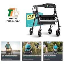 Bariatric Walker with Large, Height-Adjustable Seat, 500 lbs Weight Capacity,...
