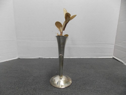mcm small silver bud tulip style vase excellent mid century decor - decor gift - Picture 2 of 7
