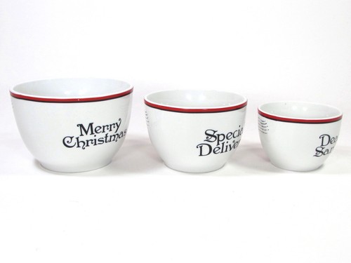 Fitz and Floyd LETTERS TO SANTA 4" 5" 6" Nesting Bowl Set 3Pc Christmas NWT - Picture 8 of 13