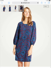 NWT ANN TAYLOR Mystical Garden Lantern Sleeve Shift Dress size 2