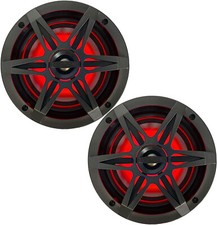 Enrock Marine 6.5" 2Way 120W RGB LED Light Audio CHARCOAL Grilles Speakers 1PAIR