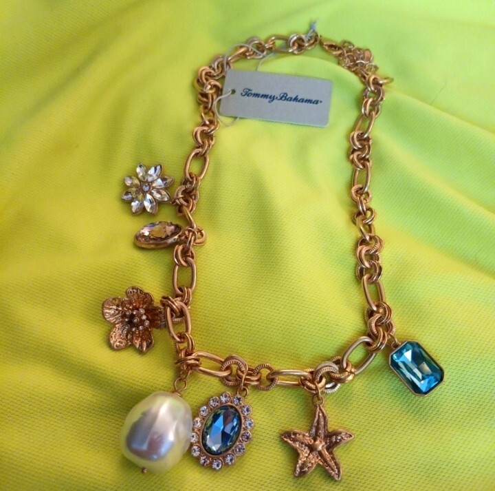 Tommy Bahama GOLDTONE NECKLACE With Charms NWT