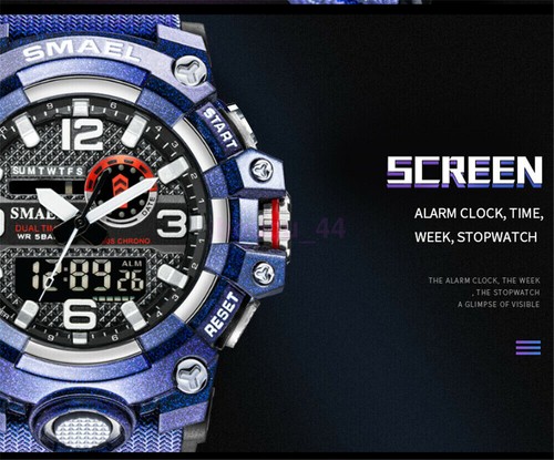 SMAEL Men Military Watch LED Sport Digital Wristwatch Dual Display Alarm Watches - Picture 5 of 13