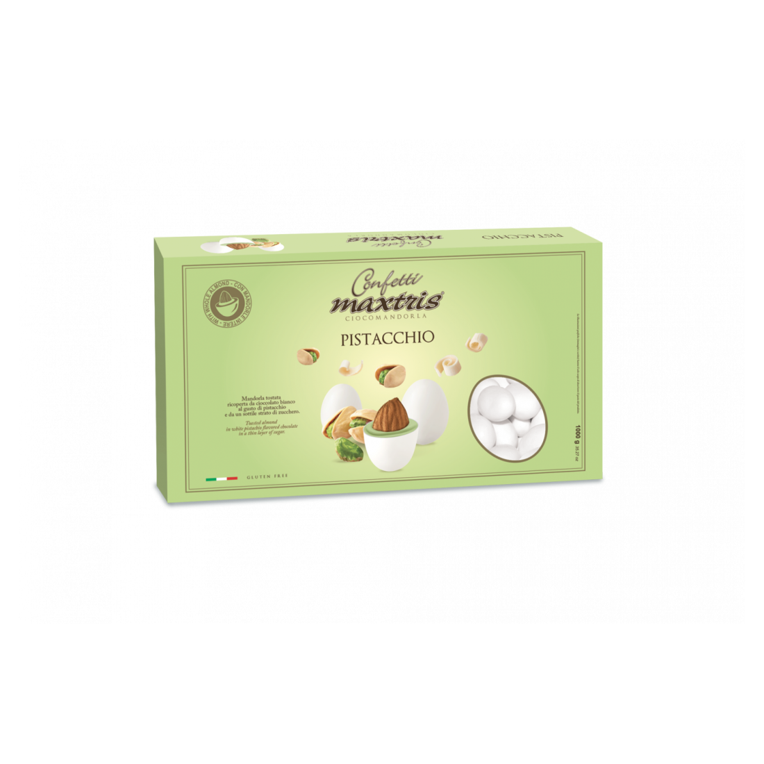 Maxtris | confetti italiani ciocomandorla 1 kg| pistacchio  MAX-MAXPIS-1