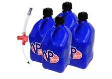 VP Racing 4 Pack Square Blue 5 Gallon Fuel Jugs With Trigger Hose
