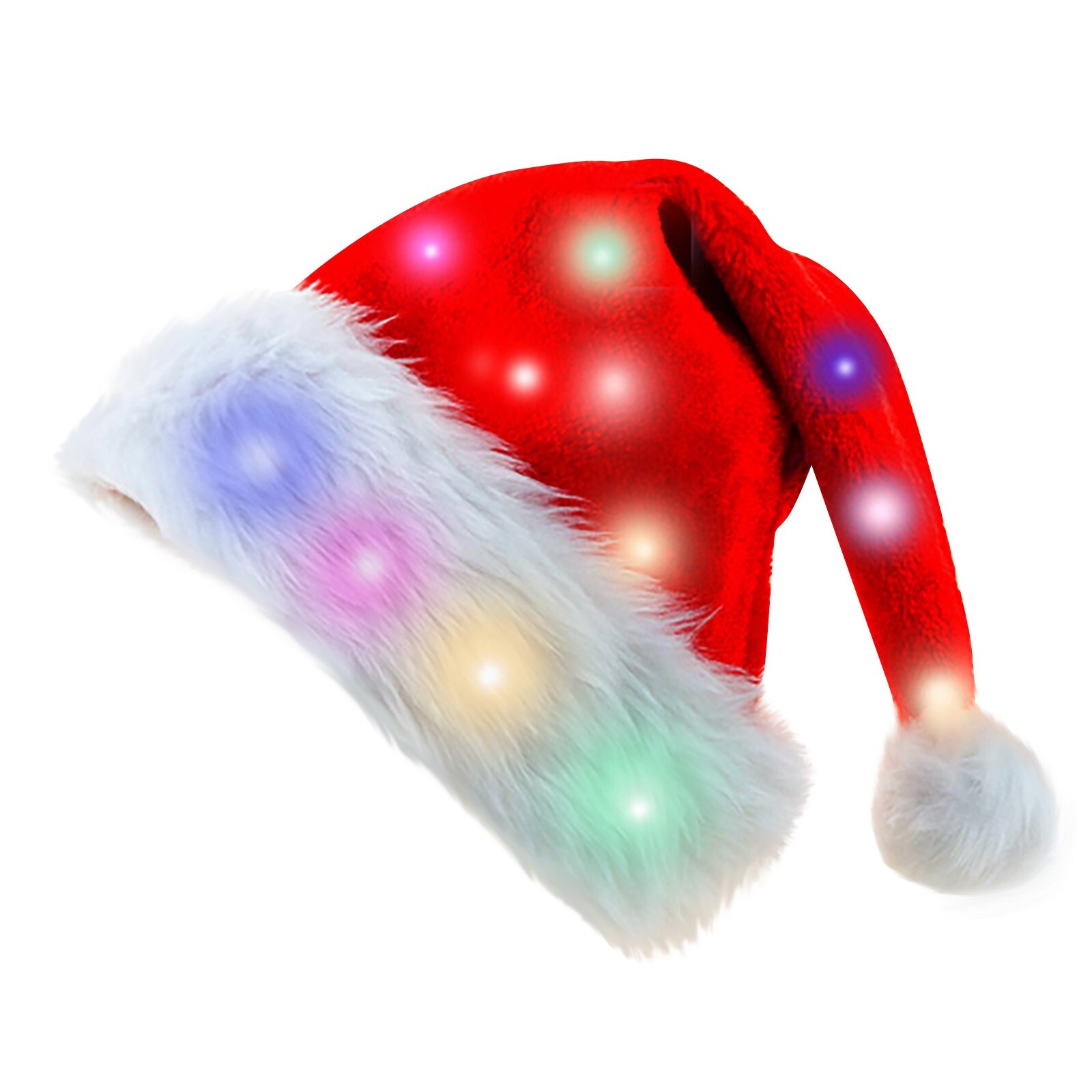 Led Novelty Plush Santa Hat Light Up, Funny Christmas Hats for Kids