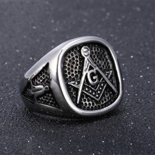 Vintage Freemason Masonry Retro Men's Masonic Ring Stainless Steel Size 7-13