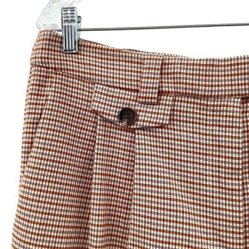 1 STATE Plaid Trousers Womens 12 Rust Orange Wide Leg Dress Pant NWT Career Work - Picture 6 of 12
