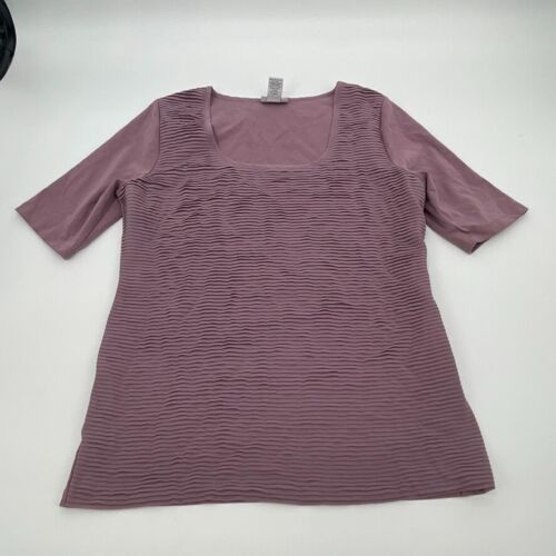 Soft Surroundings Womens Top Large Pleated Casual Knit Stretchy Purple Classic