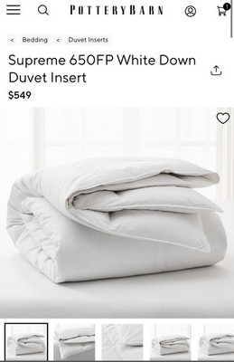 New Pottery Barn Supreme 650FP White Down Duvet Insert Full/Queen HEAVYWEIGHT