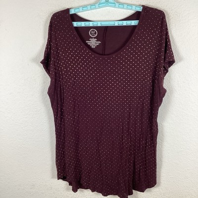 Maurices Womens T Shirt Top Sz 0 Short Sleeve Solid Shiny Small Stain Good