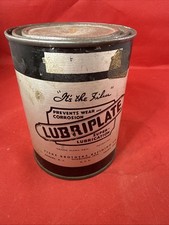 GRAISSE HUILE LUBRIPLATE années 50 bidon étain Fiske Brothers Refining Co. Vide