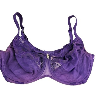 Louisa Bracq Paris Superstar Bra 38G Purple French Embroidered Underwire Unlined