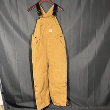 Carhartt Overalls Youth L 14 Tan Brown Reg Fit Canvas Bib Workwear Carpenter